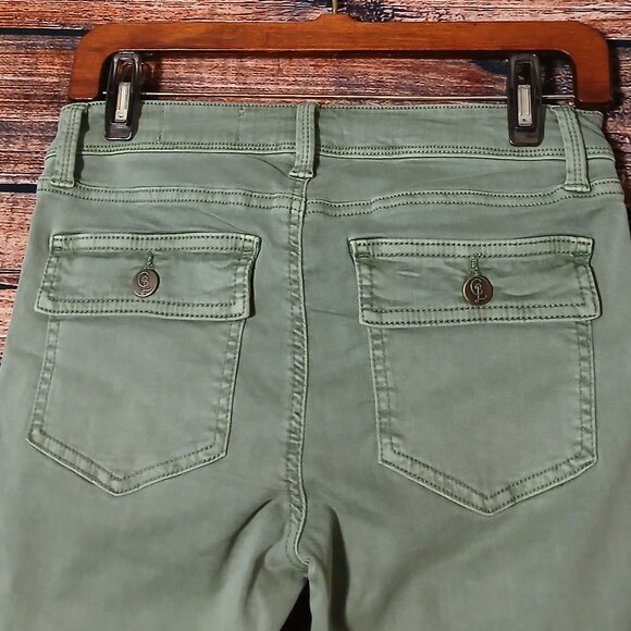 Cosmic Blue Love Pants Size 27 Sage Green Brooks Cargo Skinny Ankle Crop Stretch - Picture 5 of 9